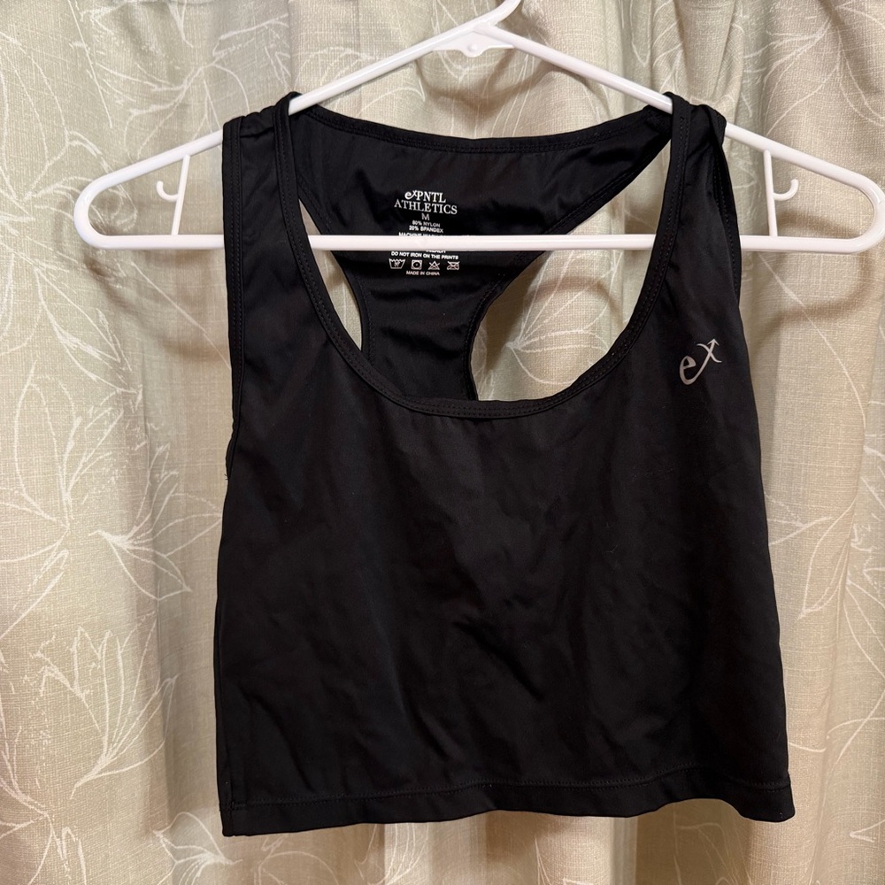 Expntl Athletics Black Racerback Crop Tank Top